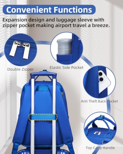 LARVENDER Carry on Luggage Sets 3 Piece, 20 Inch Suitcases, Navy Glow - color: Navy Glow 20BP, size: 3 Piece Set (Backpack/TB/20)