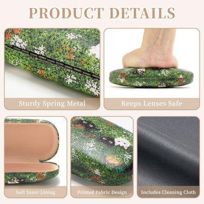 WOZEAH Eyeglasses Case Hard Shell, Protective Glasses Case for Women Men, Portable Eyeglass Holder Box with Cleaning Cloth - color: Cat5