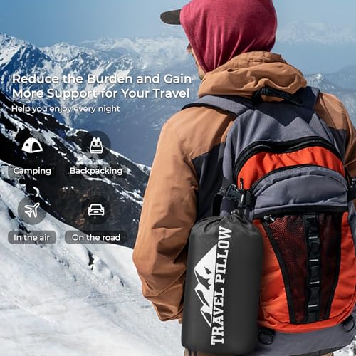 Travel Pillow Memory Foam Pillows, Camping Pillow-Compressible Medium Firm, Breathable Cover, Ideal Backpacking Hiking, Bed Pillows, Airplane and Car (Dark Grey, S) - color: Dark Grey, size: S-15.7*9.8in