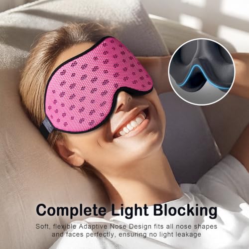 LitBear Breathable Sleep Mask, 3D Eye Mask Sleep for Side Sleeper Women Men - color: Pink