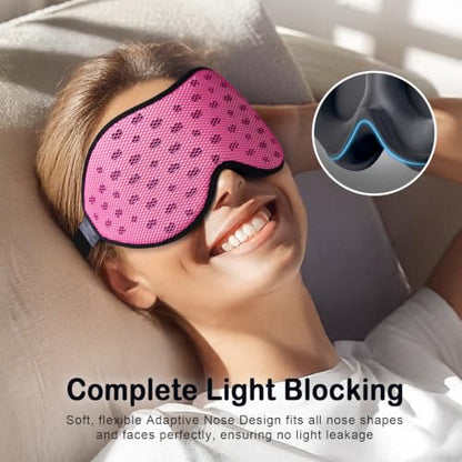 LitBear Breathable Sleep Mask, 3D Eye Mask Sleep for Side Sleeper Women Men - color: Pink