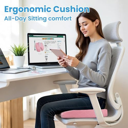 TushGuard Seat Cushion, Memory Foam Office Chair Cushion - Pink, Large - color: Pink, size: Large