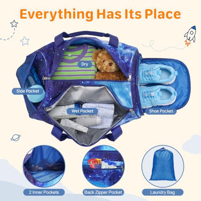 Kids Travel Duffle Bag - Weekender Bag for Boys 3-8 Year Olds - color: 02 Blue Sky, size: Medium-25L(Ages 3-8)
