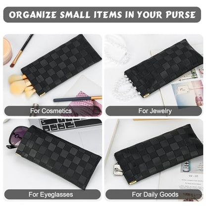 Sightor Sunglasses Case 2 Pcs Soft Eyeglass Cases Checkered Glasses Pouch - color: Black, White