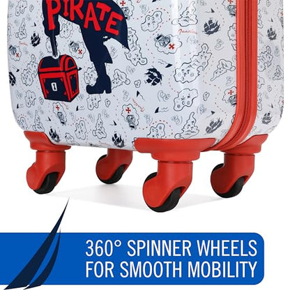Nautica Kids Luggage - 18" Airline Approved Rolling Hardside Upright Carry-on Suitcase with Wheels (Pirate Ahoy) - color: Pirate Ahoy