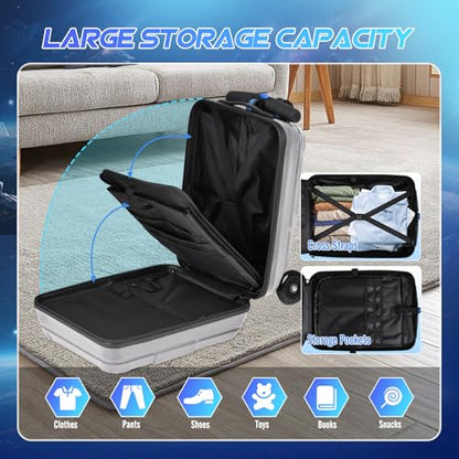 2-in-1 Folding Scooter Luggage for Kids & Adults, Ride-On Suitcase - color: silver