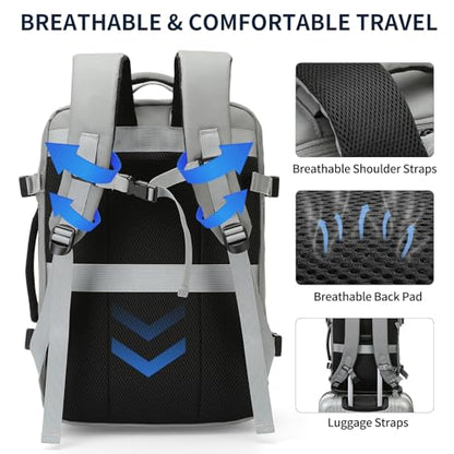 Travel Backpack,Expandable Carry on Daypack Personal Item Bag - color: Gray