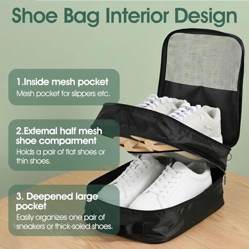 3-Pack Shoe Bags for Travel, Shoes Storage Pouch with 3 Layers, Fit size 11