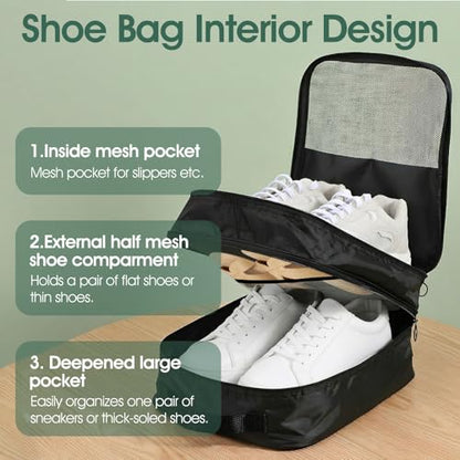 3-Pack Shoe Bags for Travel, Shoes Storage Pouch with 3 Layers, Fit size 11