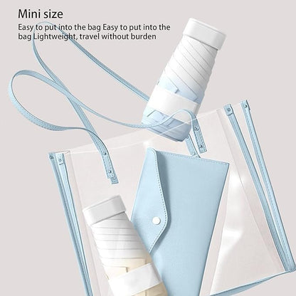 Mini Travel Sun Umbrella for Purse - Small Compact UV Protection, Lightweight Portable Parasol, Windproof for Women, Men, Kids - color: 12-Bean Paste Powder-Gradient