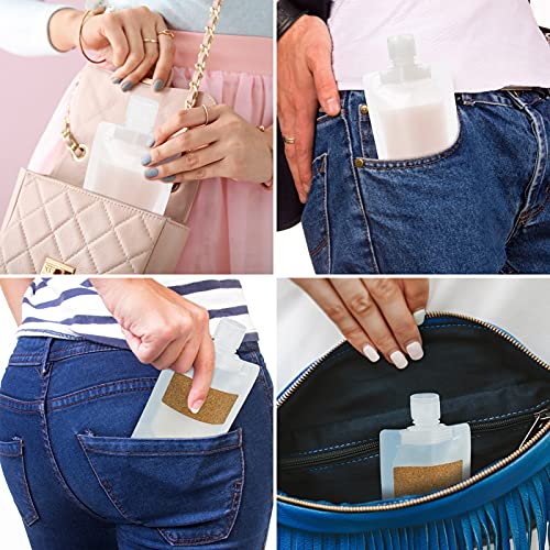 TailaiMei 12 Pieces Travel Pouches for Toiletries, TSA Approved Portable Travel Size, Refillable Stand Up Pouch for Shampoo/Conditioner/Lotion (50ml/1.7oz) - size: 12Pcs 1.7 Ounce