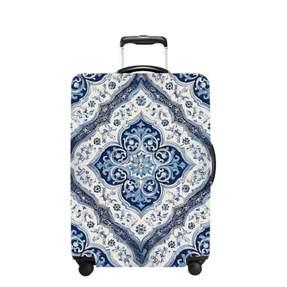 Blue Pattern Luggage Cover Washable Suitcase Protector Anti-scratch Suitcase cover Fits 32-34 Inch Luggage XL - color: Blue pattern, size: XL(32-34inch suitcase)