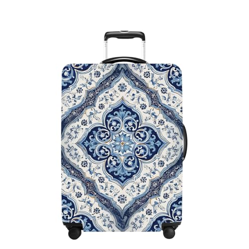 Blue Pattern Luggage Cover Washable Suitcase Protector Anti-scratch Suitcase cover Fits 28-30 Inch Luggage L - color: Blue pattern, size: L(28-30inch suitcase)
