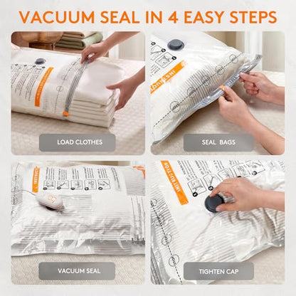 16 Combo Vacuum Seal Bags for Clothing Travel with USB/Type-C Pump