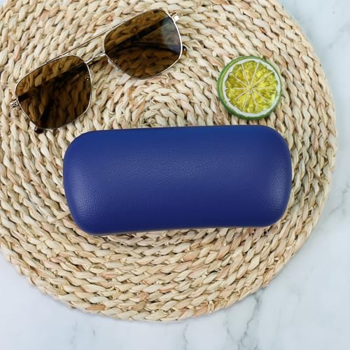 PERFECTSIGHT Sunglasses Case, Large Hard Shell Glasses Case, Cute PU Leather Protective Eyeglasses Case for Women Men - color: Navy