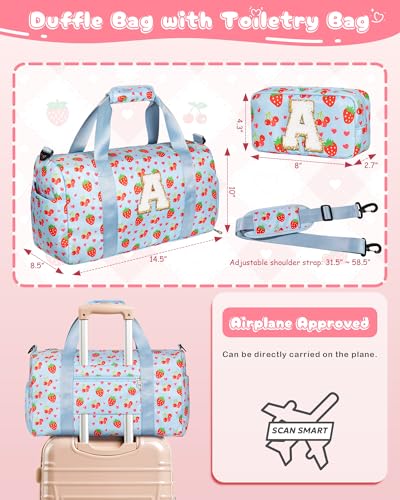 Elilier Dance Bag for Girls Kids, Dance Recital Birthday Gifts, Letter D - color: Blue, style: D