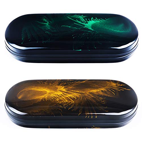 Vemiss Hard Shell Eyeglass Cases, Lightweight Portable Glasses Case for Women Men - color: 2 Pack (Green, Yellow)