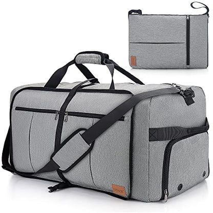 80L EXTRA LARGE Foldable Waterproof Travel Duffle Bag for Men and Women - color: Gray, size: 80L