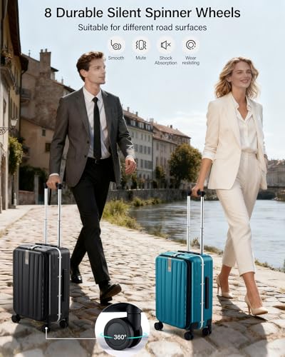 Hanke 20 Inch Top Opening Aluminum Frame Carry On Luggage with TSA Lock - color: Caribbean Blue, size: 20 Inch