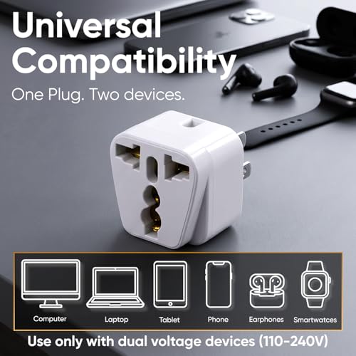 Unidapt European to US Plug Adapter, UK India EU to USA Type B, 3-Pack - size: Pack of 3