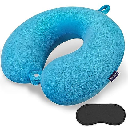 Travel Pillow, Memory Foam Airplane Pillow, Lake Blue - color: Lake Blue