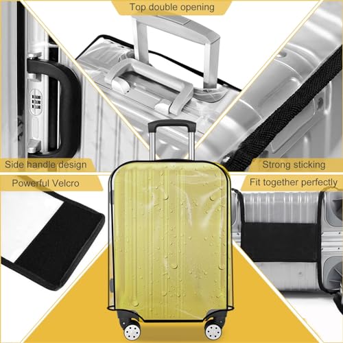 3 Piece Clear Luggage Cover Set Fits 20 24 28 Inch Suitcase - size: 20 inch + 24 inch + 28 inch suitcase covers set