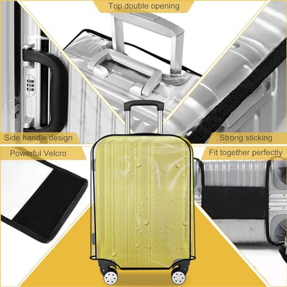 3 Piece Clear Luggage Cover Set Fits 20 24 28 Inch Suitcase - size: 20 inch + 24 inch + 28 inch suitcase covers set