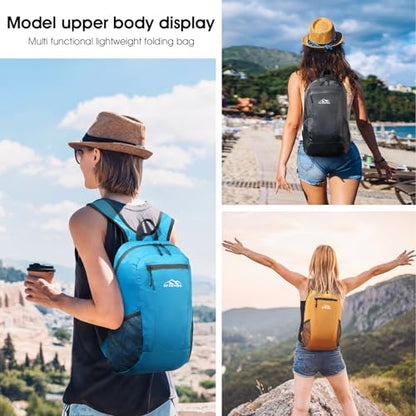 15L Lightweight Hiking Backpack Small,Waterproof Hiking Daypack,Foldable Backpack for Travel,Ultralight Daypack - color: Nylon Blue