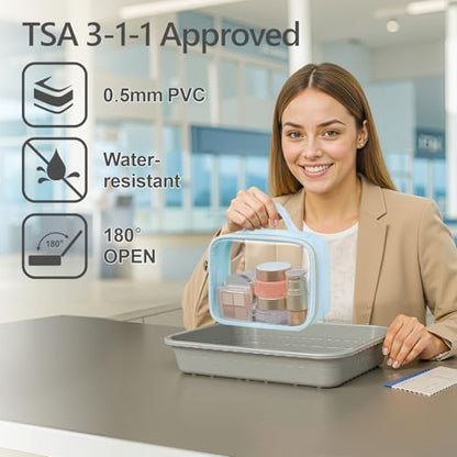 PACKISM Clear Makeup Bag Travel - Velvet Side TSA Approved Toiletry Bag - color: 05 Ice Blue, size: Full Vacation (Mixed Sizes)