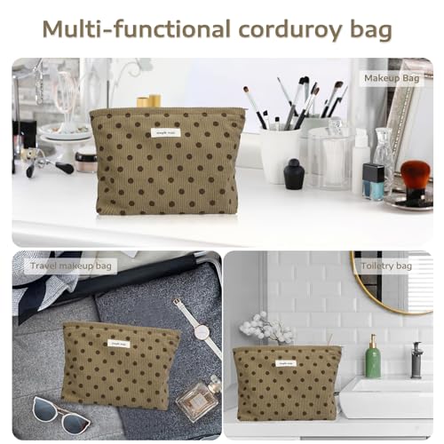 Wudygirl Makeup Bag for Women Travel Cosmetic Bag 10.5"x7.5" Brown Dot - color: Brown Dot