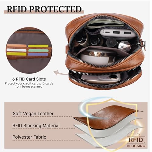 BELTANA Small Crossbody Bags for Women, Lightweight RFID Cell Phone Purse - color: Brown