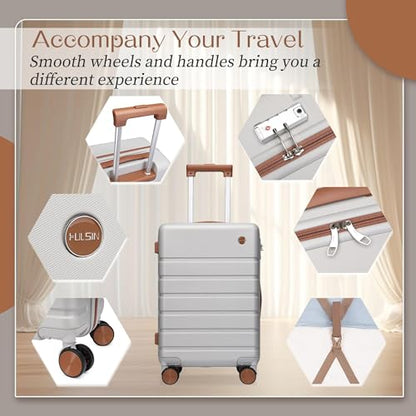 Hulsin 20-Inch Hardside Carry on Luggage Airline Approved Suitcase TSA Lock - color: Silver, size: 20-Inch