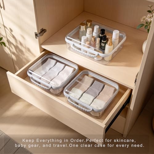3 Pack Hard Shell Zipper Cases Clear Deep Bottom PET Plastic Waterproof - color: White
