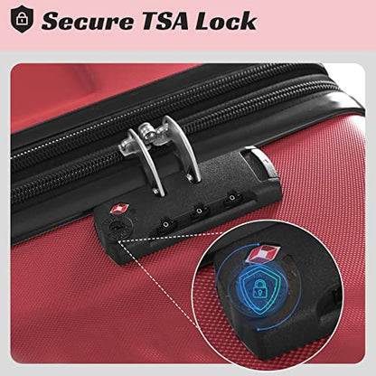 Merax 28" Expandable Checked Luggage Hardshell Suitcase with TSA Lock - color: Red Single, size: 28 Inch