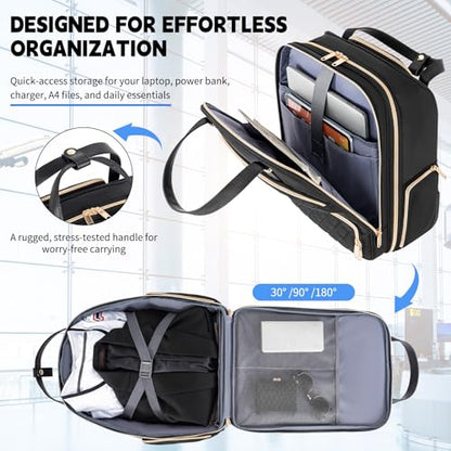 Underseat Carry On Luggage with Wheels, Black, 17" - color: Black