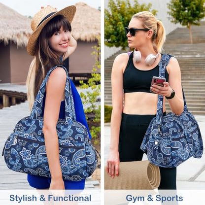 TOPDesign Travel Duffel Bag, Puffy Carry On Overnight, Gym Bag w/Wet Pocket - color: Bandanna