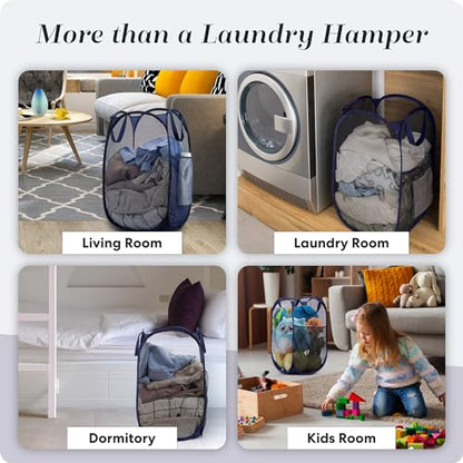 Handy Laundry Collapsible Mesh Laundry Hamper 2-Pack, Blue - color: Blue, 2-PACK
