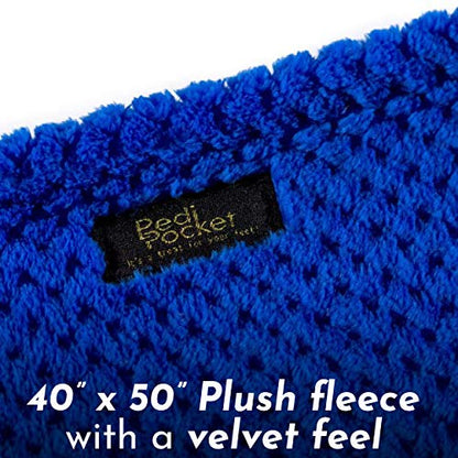 PediPocket Original Patented Kidz 40" x 50" Rockin' Royal Blue Blanket - color: Rockin' Royal Blue