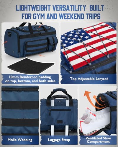 Gonex 45L 3-in-1 Duffel Bag for Gym & Travel - color: Dark Blue, size: 45L