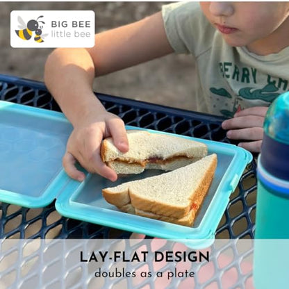 Big Bee, Little Bee SoftShell Reusable Silicone Food Storage Container - Clamshell Snap-Close Design, No Lost Lids, Easy to Clean, Compact for Travel, Meal Prep, Microwave Freezer and Dishwasher Safe - color: Aqua