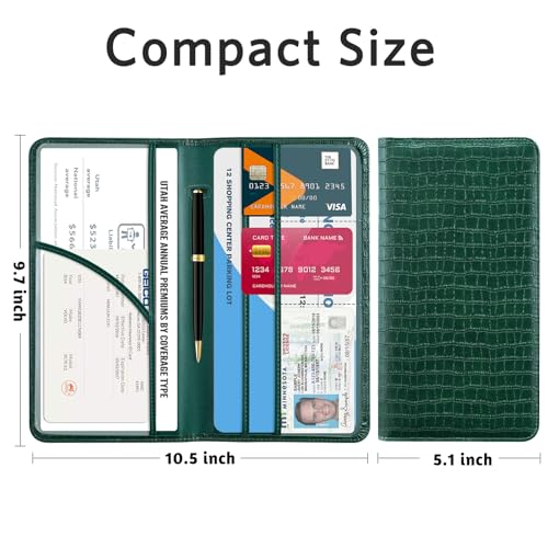 CoBak Car Registration and Insurance Holder - color: L-Crocodile Pine Green