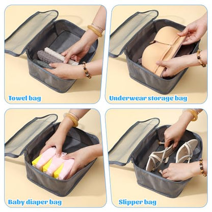 6 Pcs Packing Cubes, Mesh Travel Organizers, Foldable Laundry Bags, Water Resistant Clothing Storage for Travel, Camping, Backpacking