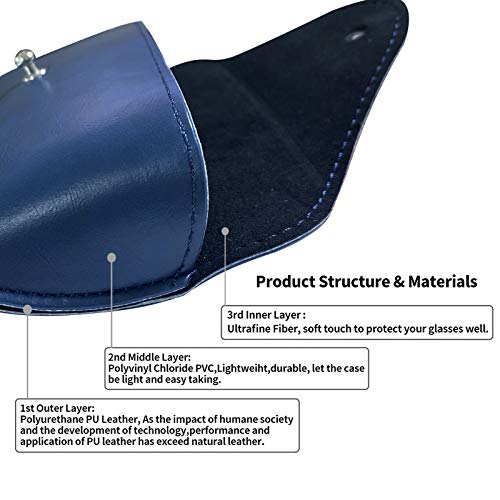 LogHog Portable Leather Glasses Case,Flexible Sunglasses Pouch Slim Case for Women Men Horizontal Eyeglass Case - color: Ink-blue