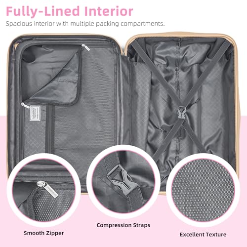 LARVENDER Expandable Carry on Luggage Sets 3 Piece Suitcases Set, Berry - color: Berry, size: 3 piece set(BP/TB/20)