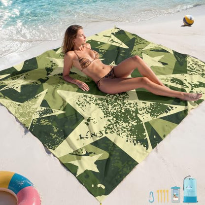 Beach Blanket Sandproof Waterproof Oversized 78"x81"/10'x9' Compact mat - color: Star, size: 78''×81''