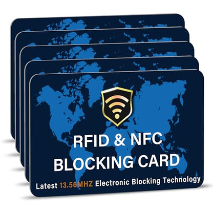 SaiTech IT 5 Pack RFID Blocking Card for Credit Debit ID Card, WM Blue - color: Blue WM