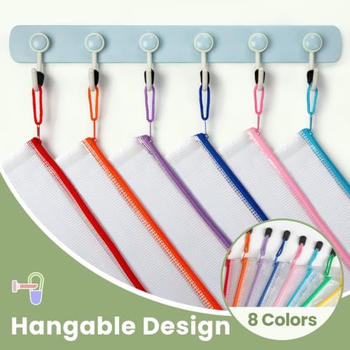 Smarpau 20pcs Mesh Zipper Pouch Bags,8 Sizes 8 Colors Plastic Pencil Pouch - size: Multisizes-20pcs