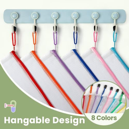 Smarpau 20pcs Mesh Zipper Pouch Bags,8 Sizes 8 Colors Plastic Pencil Pouch - size: Multisizes-20pcs
