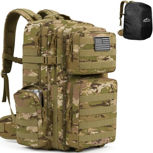 TILYMOL 55L Military Tactical Backpack for Men & Women, Large Assault Pack - color: Yellow Camo