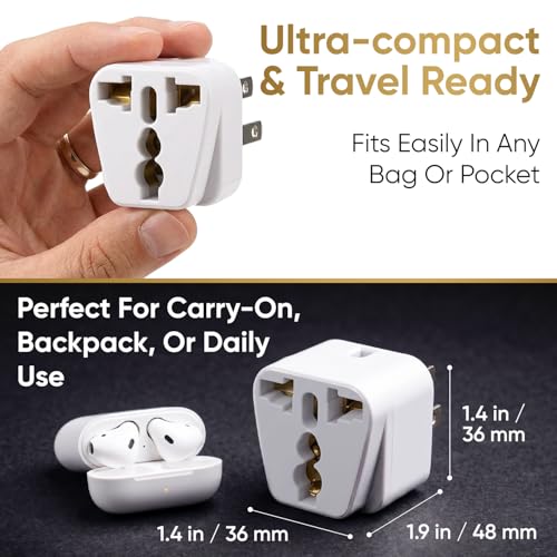 Unidapt European to US Plug Adapter, UK India EU to USA Type B, 3-Pack - size: Pack of 3